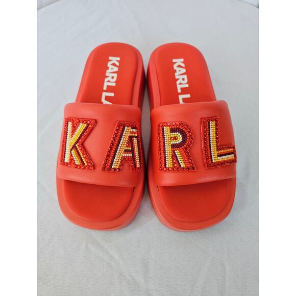 KARL LAGERFELD PARIS Women's Opal Stone Platform Slides Sandals Opal Size 5M - Picture 2 of 7